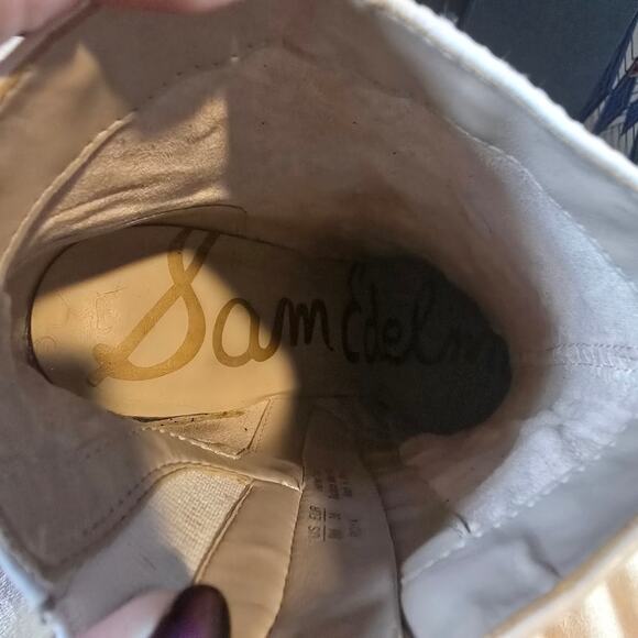 Sam Edelman Roya white booties silver studs cone heel pointed toe flashy size 8 - Picture 13 of 15